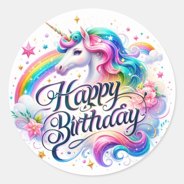 Adesivos de aniversário do Unicorn (Frente)