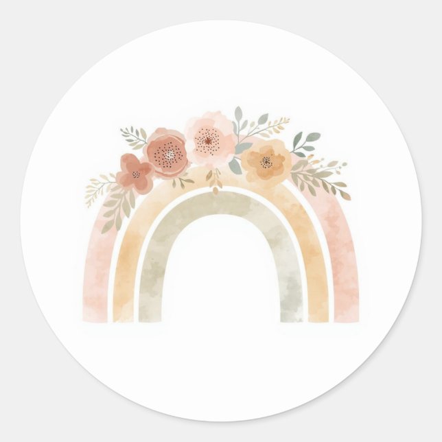 Adesivos de Aniversário Floral Arco-íris Minimalis (Frente)