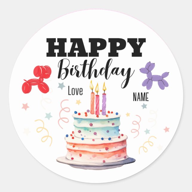 Adesivos de Aniversário, Forma Redonda (Frente)