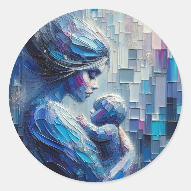 Adesivos de Arte Mãe e Filho Confiantes (Frente)