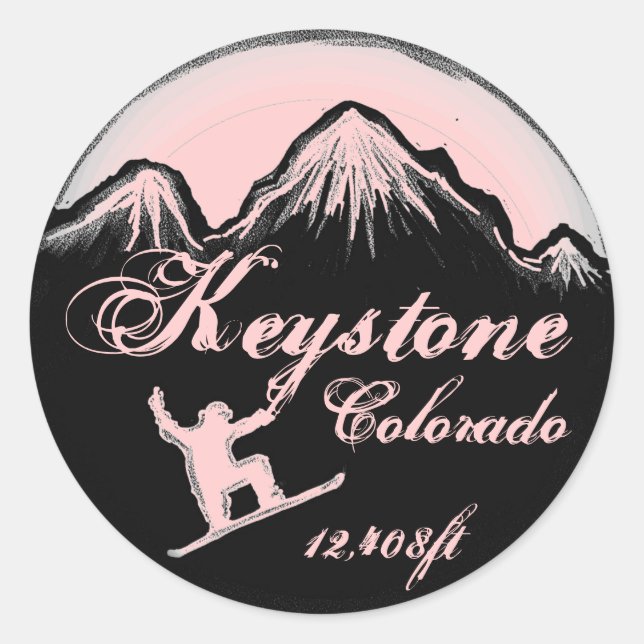 Adesivos de arte rosa-do-snowboard do Keystone Col (Frente)