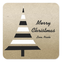 Adesivos de árvore de Natal preto e branco moderno