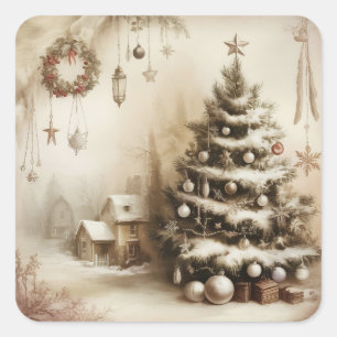 Adesivos de Árvore de Natal Vintage