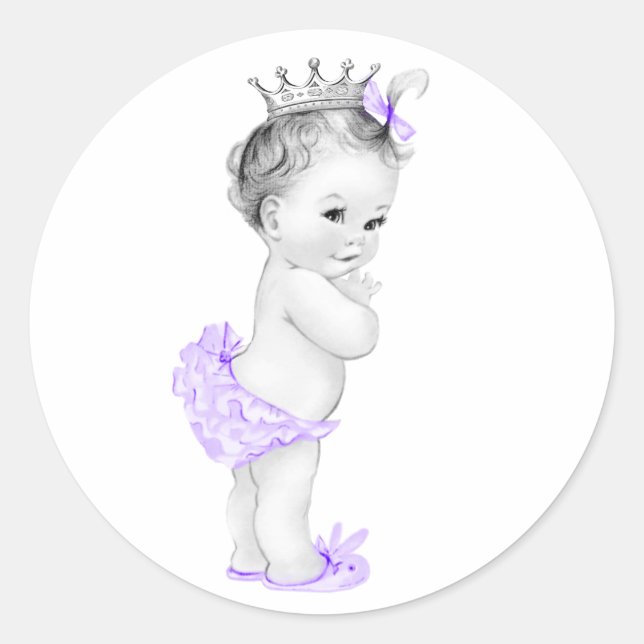 Adesivos de Babá de Lavanda Roxa Vintage (Frente)