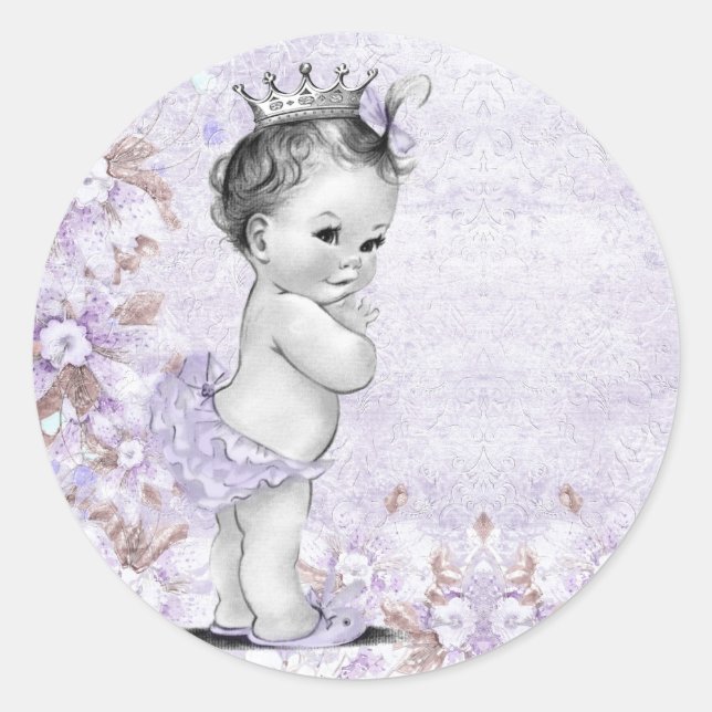 Adesivos de Babá de Lavanda Roxa Vintage (Frente)