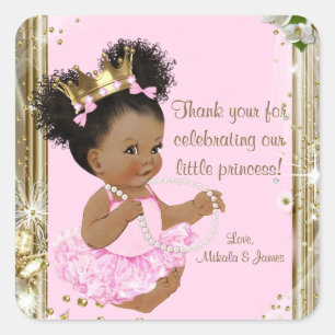 Adesivos de Baby Shower de Princesa Afro-Americana