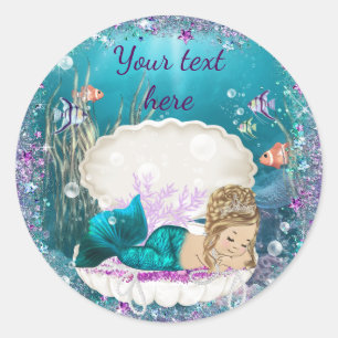 Adesivos de Baby Shower de Sereia Fofa