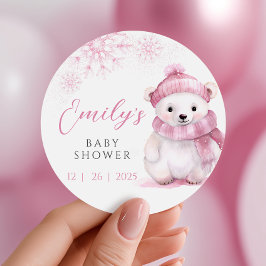 Adesivos de Baby Shower Pink Bearly Wait
