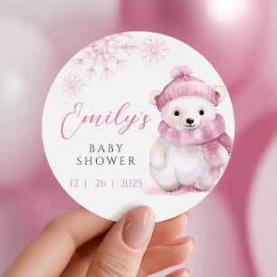 Adesivos de Baby Shower Pink Bearly Wait