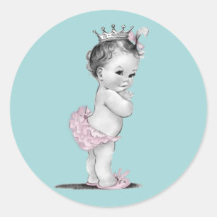 Adesivos de Baby Shower Princesa Rosa Azul Turques
