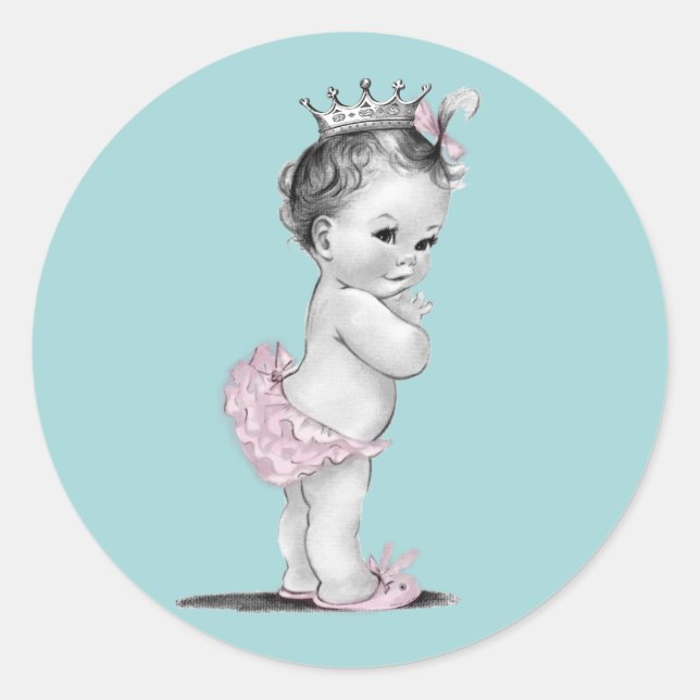 Adesivos de Baby Shower Princesa Rosa Azul Turques (Frente)