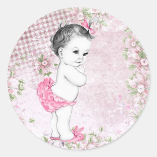 Adesivos de Baby Shower Rosa Vintage