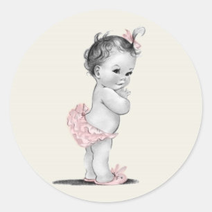 Adesivos de Baby Shower Rosa Vintage