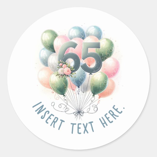 Adesivos de balão de texto personalizado para 65º  (Frente)