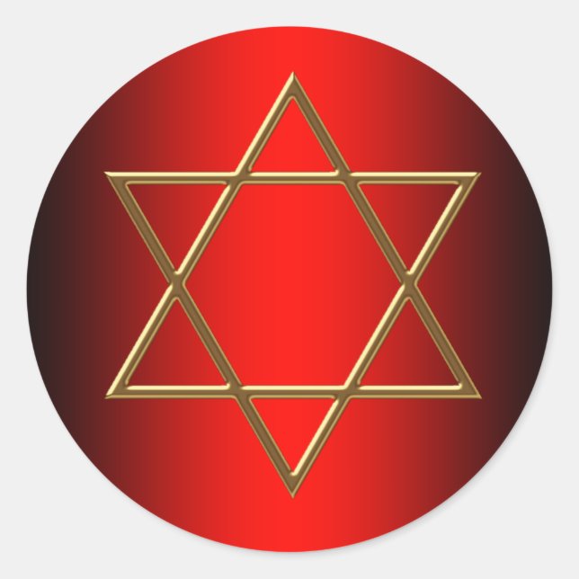 Adesivos de Bar Mitzvah Estrela de Davi Vermelha e (Frente)