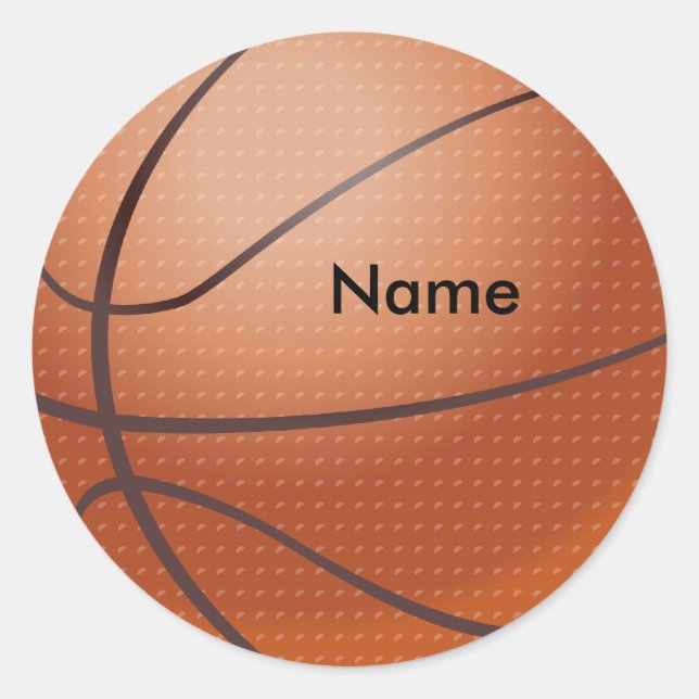 Adesivos de Basquete com Nome Personalizado (Frente)
