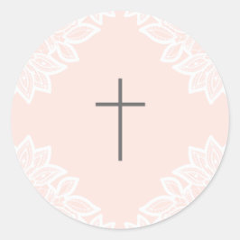 Adesivos de batismo com cruz de renda vintage