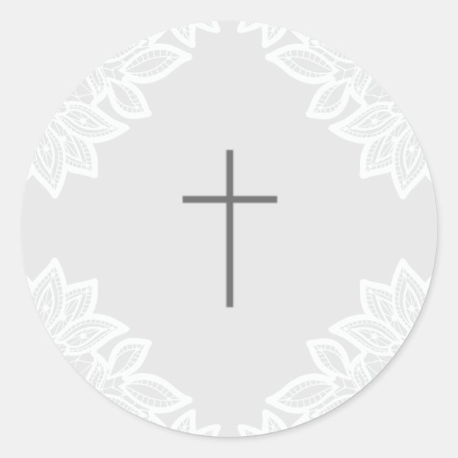 Adesivos de batismo com cruz de renda vintage (Frente)