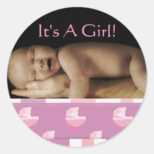 Adesivos de Bebê Menina com a foto do seu bebê
