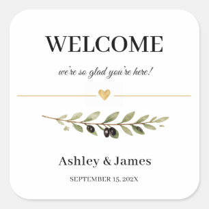 Adesivos de Boas-Vindas de Casamento Olive Leaf