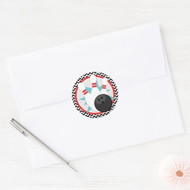 Adesivos de Boliche com Chevron Retro (Envelope)