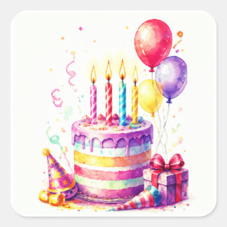 Adesivos de bolo de aniversário ou selos de envelo