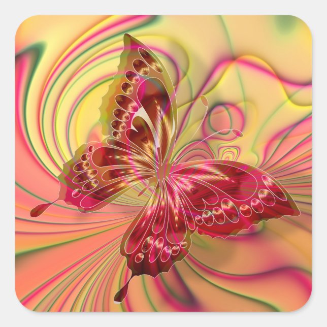 adesivos de borboleta vermelha de pêssego (Frente)