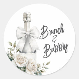 Adesivos de Brunch e Espumante Floral Branco Elega