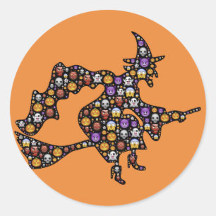 adesivos de bruxas halloween emoji
