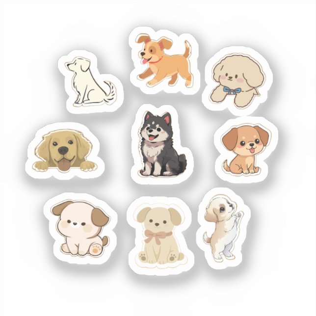 Adesivos de Cachorro Fofo – Coleção de Adesivos de (Frente)