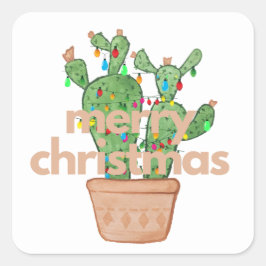 Adesivos de Cacto Feliz Natal do Sudoeste
