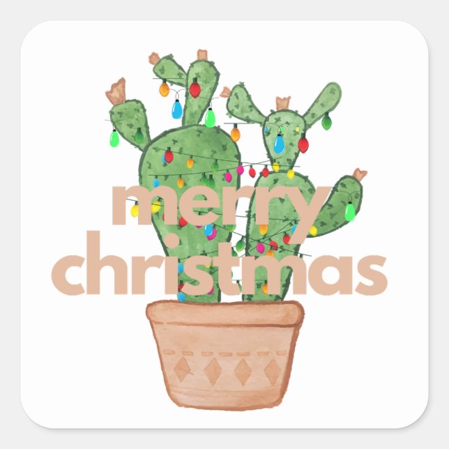 Adesivos de Cacto Feliz Natal do Sudoeste (Frente)