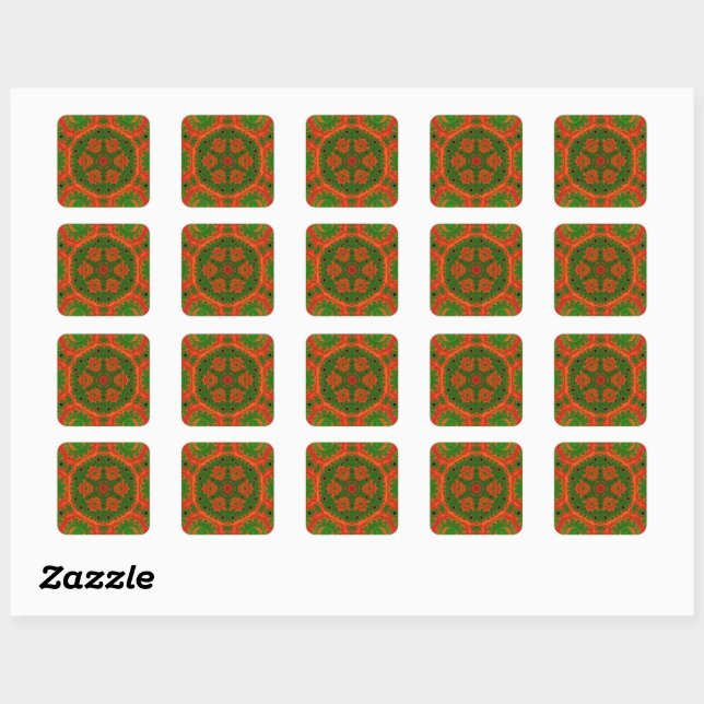 Adesivos de Caleidoscópio laranja e verde (Folha)