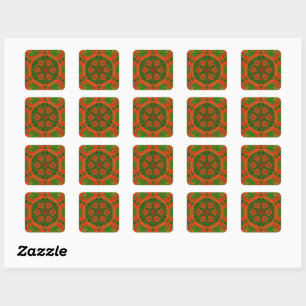 Adesivos de Caleidoscópio laranja e verde