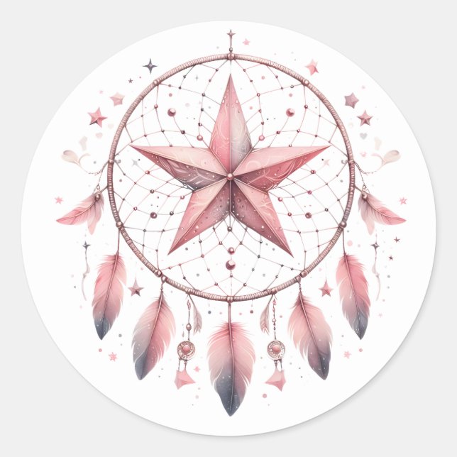 Adesivos de Capturador de Sonhos Rosa (Frente)