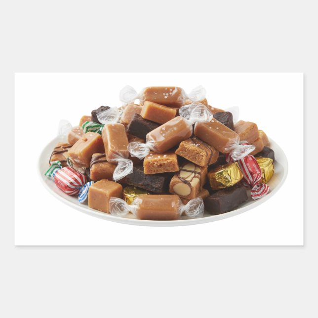 Adesivos de Caramelos Sortidos em um Prato (Frente)
