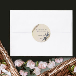 Adesivos de Casamento Azul-Navy Pássaros de Amor V