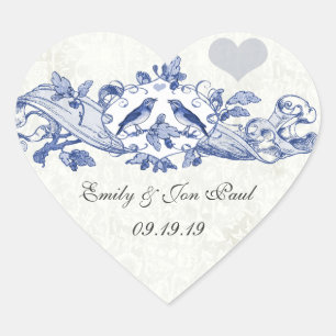Adesivos de casamento azul sortudo vintage