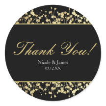 Adesivos de casamento Black & Gold Babys Breath