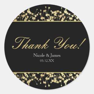 Adesivos de casamento Black & Gold Babys Breath
