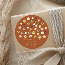 Adesivos de casamento Boho Flor silvestre laranja 