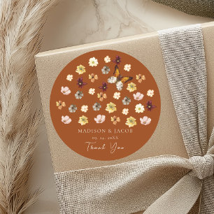 Adesivos de casamento Boho Flor silvestre laranja