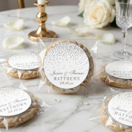 Adesivos de casamento confetes prateados Vintage G