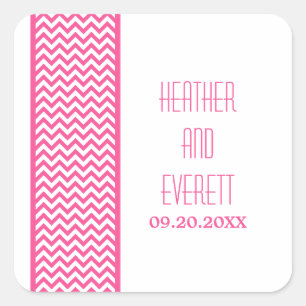 Adesivos de Casamento de Borda Chevron Rosa