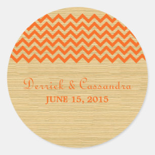 Adesivos de Casamento de Chevron Russo Laranja