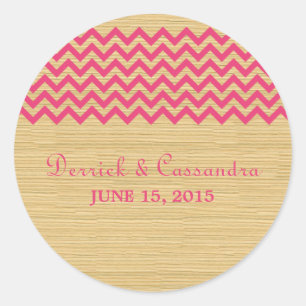 Adesivos de Casamento de Chevron Russo Rosa
