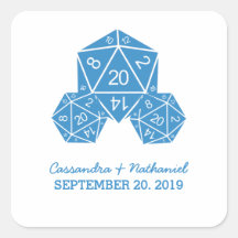 Adesivos de Casamento de Dice D20 Azul