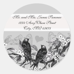 Adesivos de casamento de flores brancas de pássaro