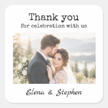Adesivos de casamento de foto Obrigado