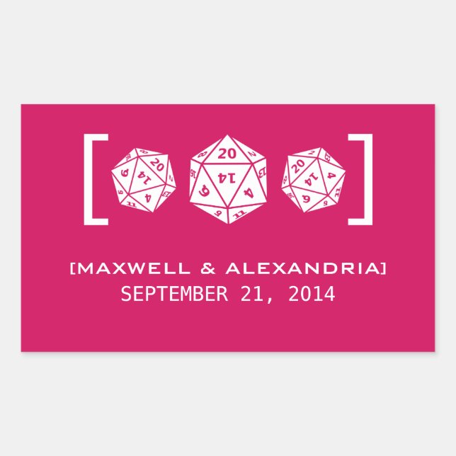 Adesivos De Casamento De Jogadores De Dice D20 Ros (Frente)